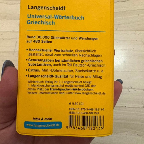 German - Greek Dictionary Langenscheidt