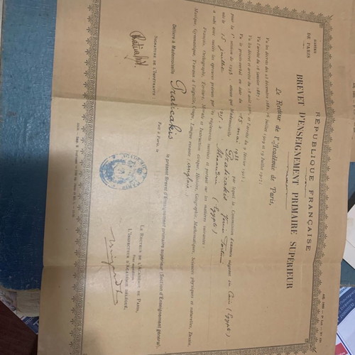 Study diplomas used 1920-1930 Greek in France and Egypt set of 3