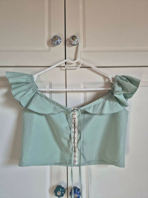 Zara crop top χρώμα μέντας, τύπου κορσές, μέγεθος Large, καινούργιο
