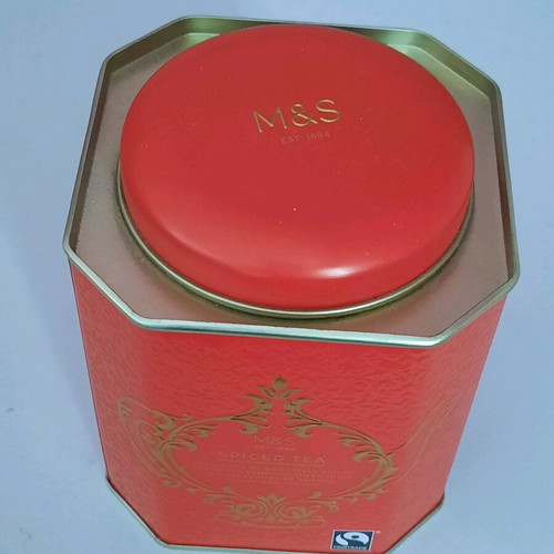 Metal square M & S tea tin new