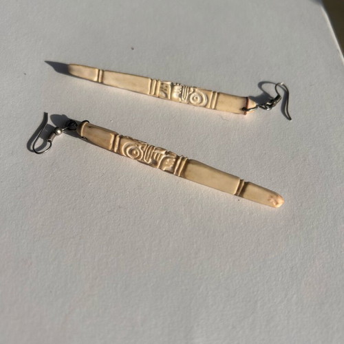 Hand-Carved Sea Urchin Earrings from New Caledonia like new