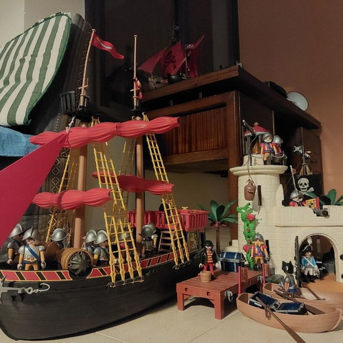 Playmobil Spanish fleet, fortress and large ship used