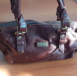 Hunter leather handbag, brown, vintage style