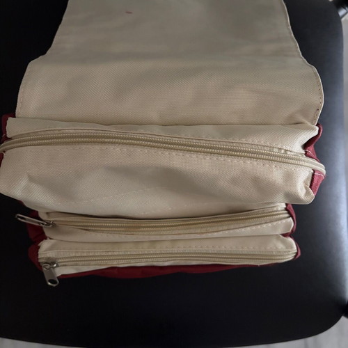 Aude Falbert travel toiletry bag 3 in 1 like new, burgundy and ecru