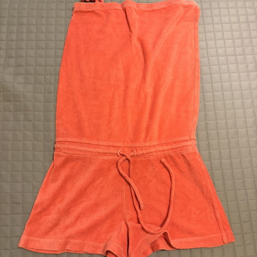 Terry cloth one-piece jumpsuit, red and pink