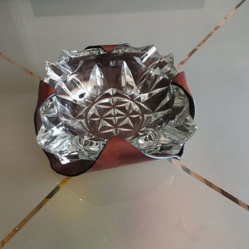 Ashtray from Italy new with kangaroo leather case