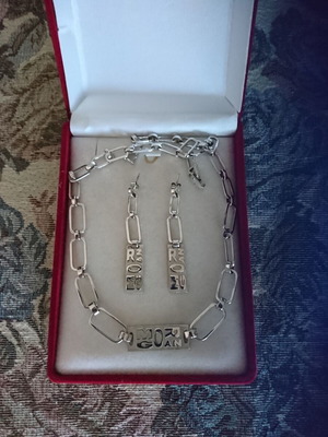 Morgan silver jewelry set with 40cm necklace and earrings new