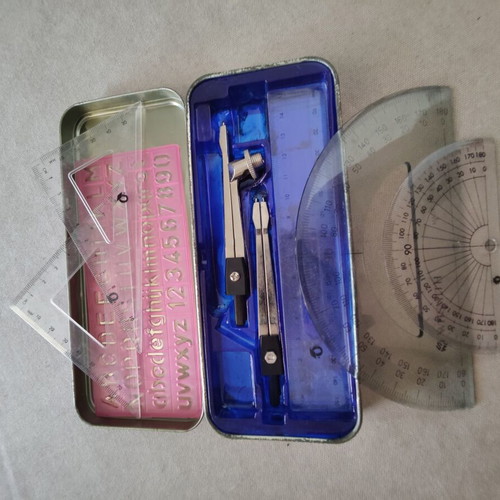 Protractor and stencil set, large and small