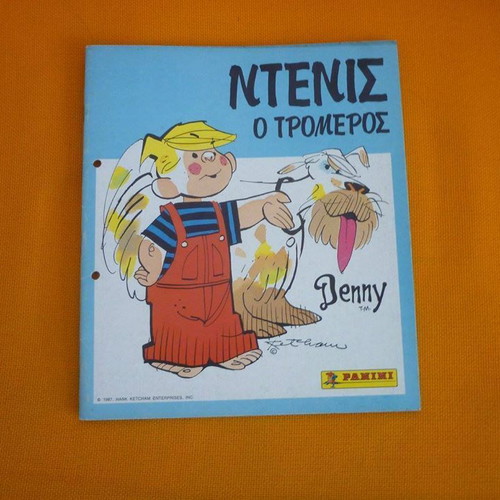 Empty Dennis the Menace Panini album used, old and rare