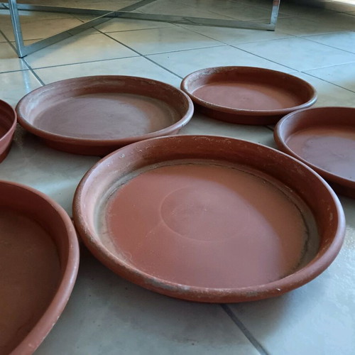 Flowerpot saucers used, pack of 7, terracotta, VIOMES and MILTOPLAST