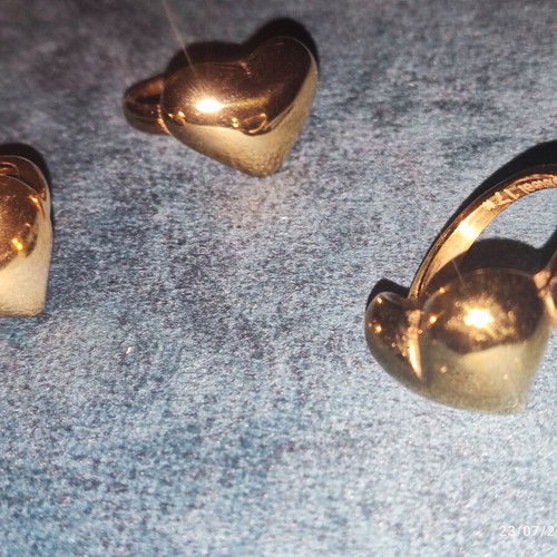 Stainless Steel Rings new, gold color, heart shape, set of 3