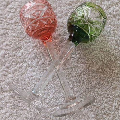 Handmade crystal liqueur glasses new, set of 2 pieces