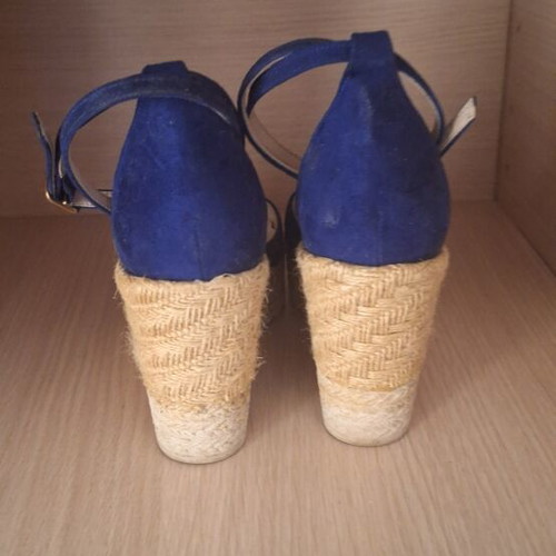 Blue platform espadrilles size 38 used, heel height 9.5cm