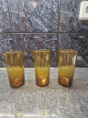 Vintage glass set of 3 honey color like new