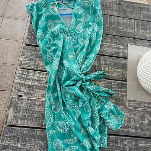 Hemithea Women's Dress paisley turquoise like new