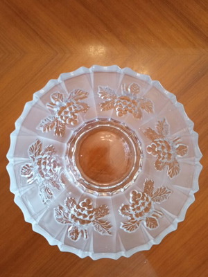 Vintage heavy crystal fruit bowl with embossed grapes