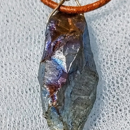 Aura stone pendant new with leather cord