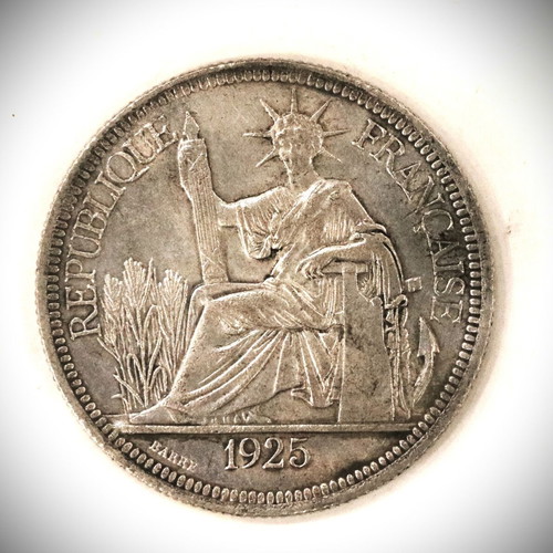 1 Piastre French Indochina 1925 Silver Plated Replica Coin New