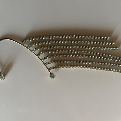 Statement Ear Cuff with Hanging Rhinestone Tassels used