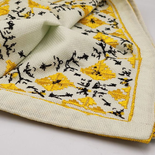 Hand embroidered tablecloth, sunny yellow, 70x70 cm