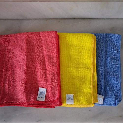 Labico microfiber cloth new, set of 3, coral, blue, yellow