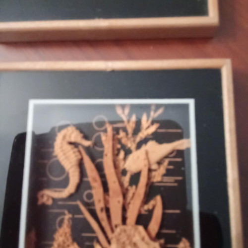 Vintage cork framed art set of 2 from 1984, like new