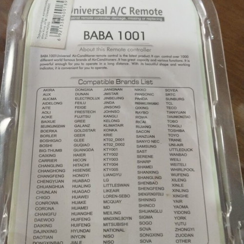 Universal A/C remote control