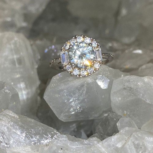 Silver Ring with Moissanite Size 6, Handmade