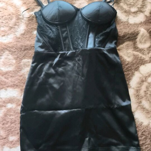 Corset dress black satin texture, like new, size L