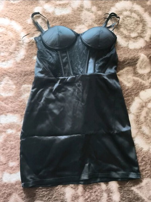 Corset dress black satin texture, like new, size L