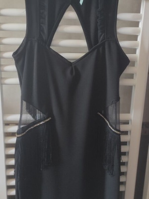 BeniSSimo dress with sequins, fringes, and transparencies
