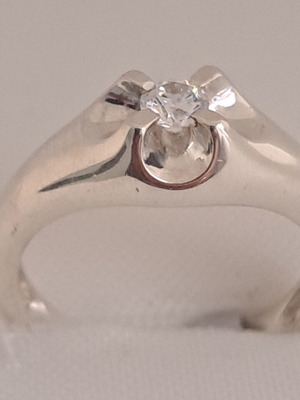 Silver solitaire ring 925 new, size 55