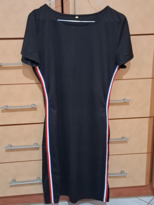 Slim short dress like new, black with classic side stripes