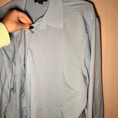 Blue shirt like new, wrinkle free