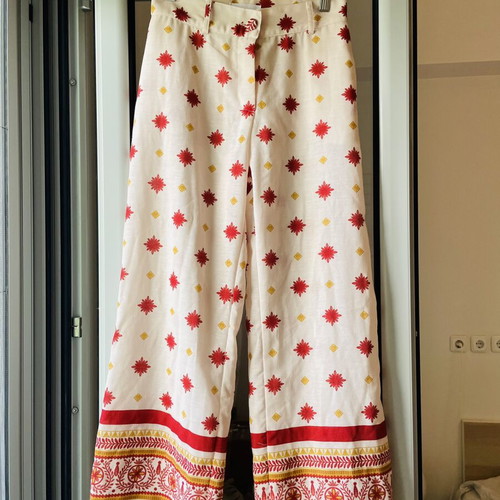 Abstracto Linen Pants like new, white multicolor, size S