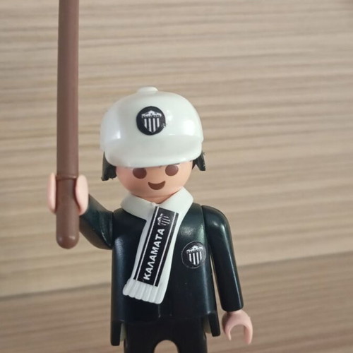 Playmobil Kalamata Fan Figure like new with flag, scarf, and hat