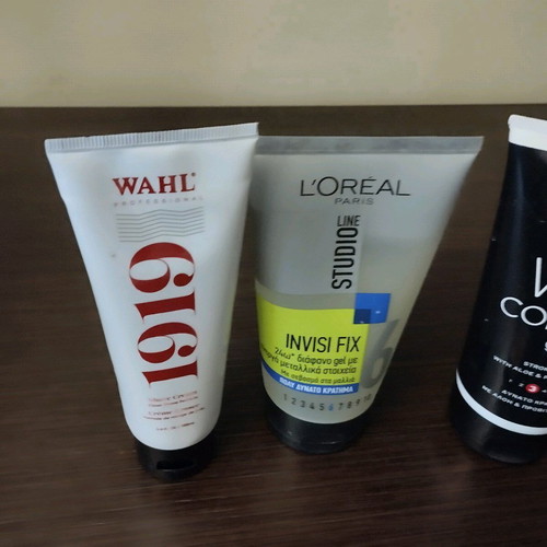 Men's grooming used, shaving machine and product set