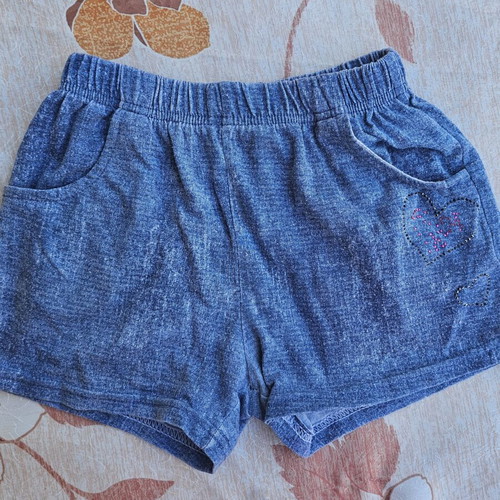 Girls' shorts used with strass details, size 10 years, blue