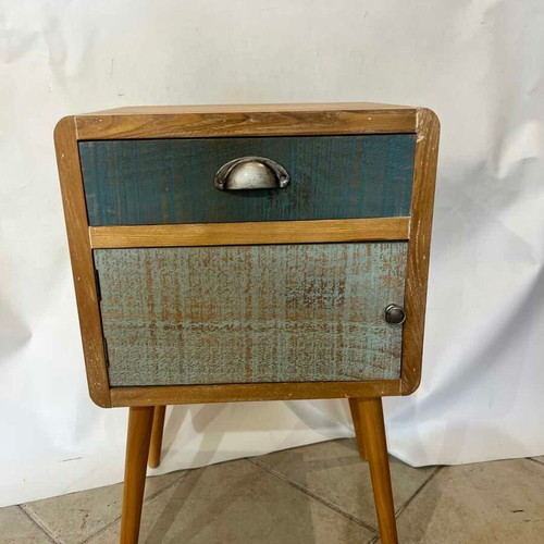 Wooden nightstand with drawer and cabinet used, 64x30x40 cm