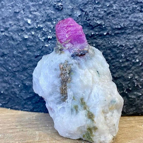 Natural rare raw ruby specimen in feldspar with mica new