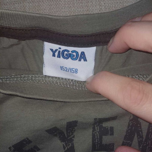Yigga Teen Long-Sleeve Shirt 152/158 like new, khaki with Warriors 59 print