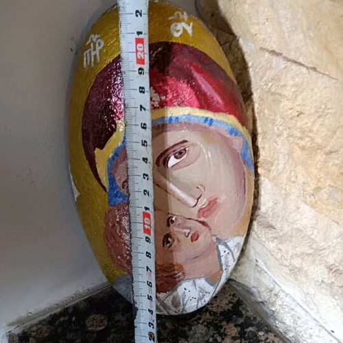 Icon of Virgin Mary with Christ on stone new