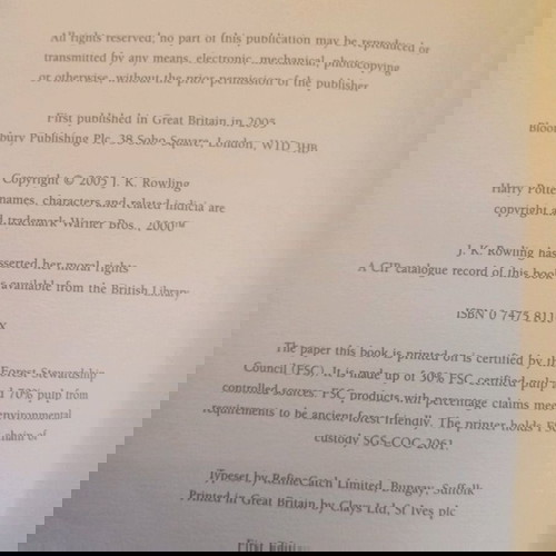 Harry Potter and the Half-Blood Prince Πρώτη Αγγλική έκδοση