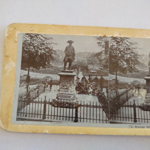 Stereoscopic photo used, early 20th century, Statue des General von Winterfeld