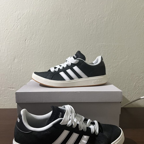 Adidas Grand Court sneakers size 44, black with white stripes