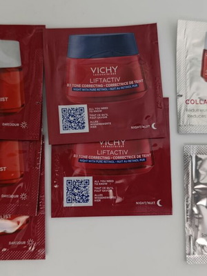 Vichy travel size skincare set with day cream, night cream, serum