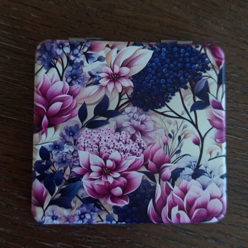 Compact Mirror new with purple flower design