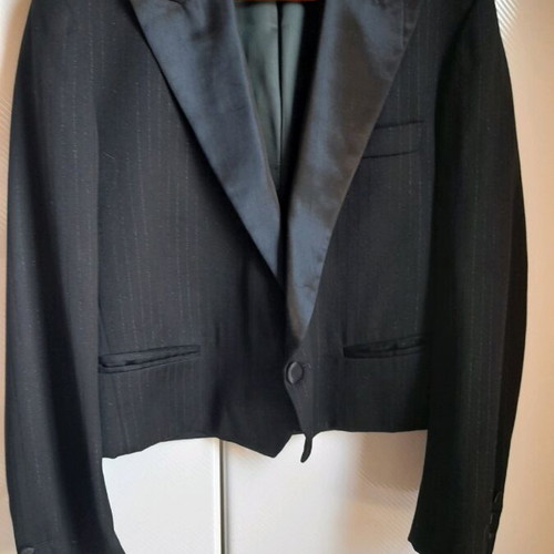 Woman's suit jacket used, black with satin parts, size M