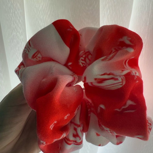 Handmade hair scrunchie new, white and red