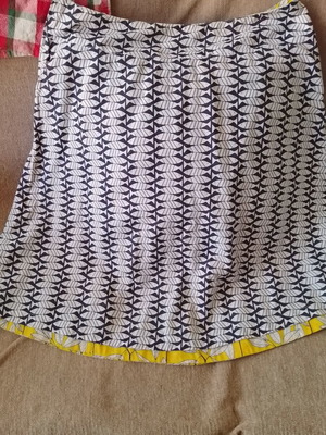 White Stuff double face cotton skirt, blue and yellow, XL